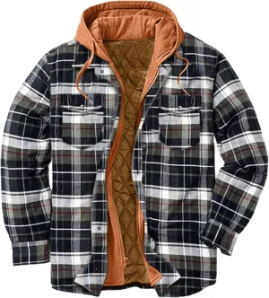 aihihe Men's Hooded Quilted Lined Flannel Shirt Jacket Plus Size Long Sleeve Plaid Zipper Jackets Winter Thermal Outerwear