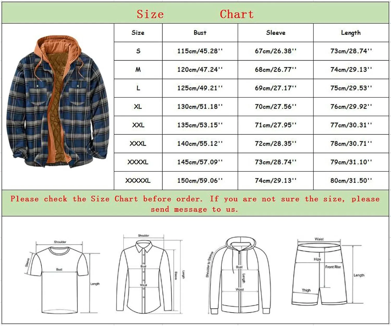 aihihe Men's Hooded Quilted Lined Flannel Shirt Jacket Plus Size Long Sleeve Plaid Zipper Jackets Winter Thermal Outerwear