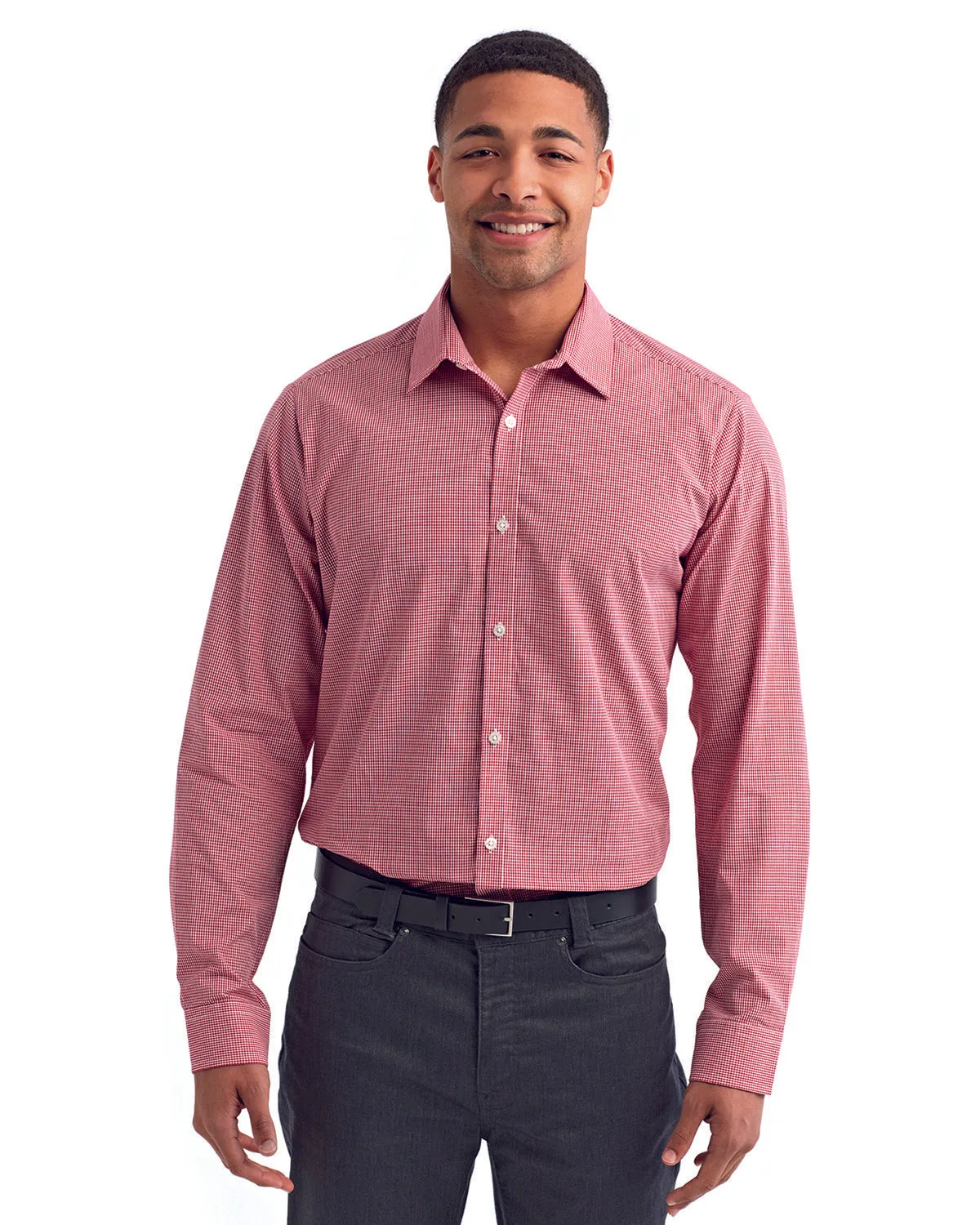 Artisan Collection by Reprime Men's Microcheck Gingham Long-Sleeve Cotton Shirt