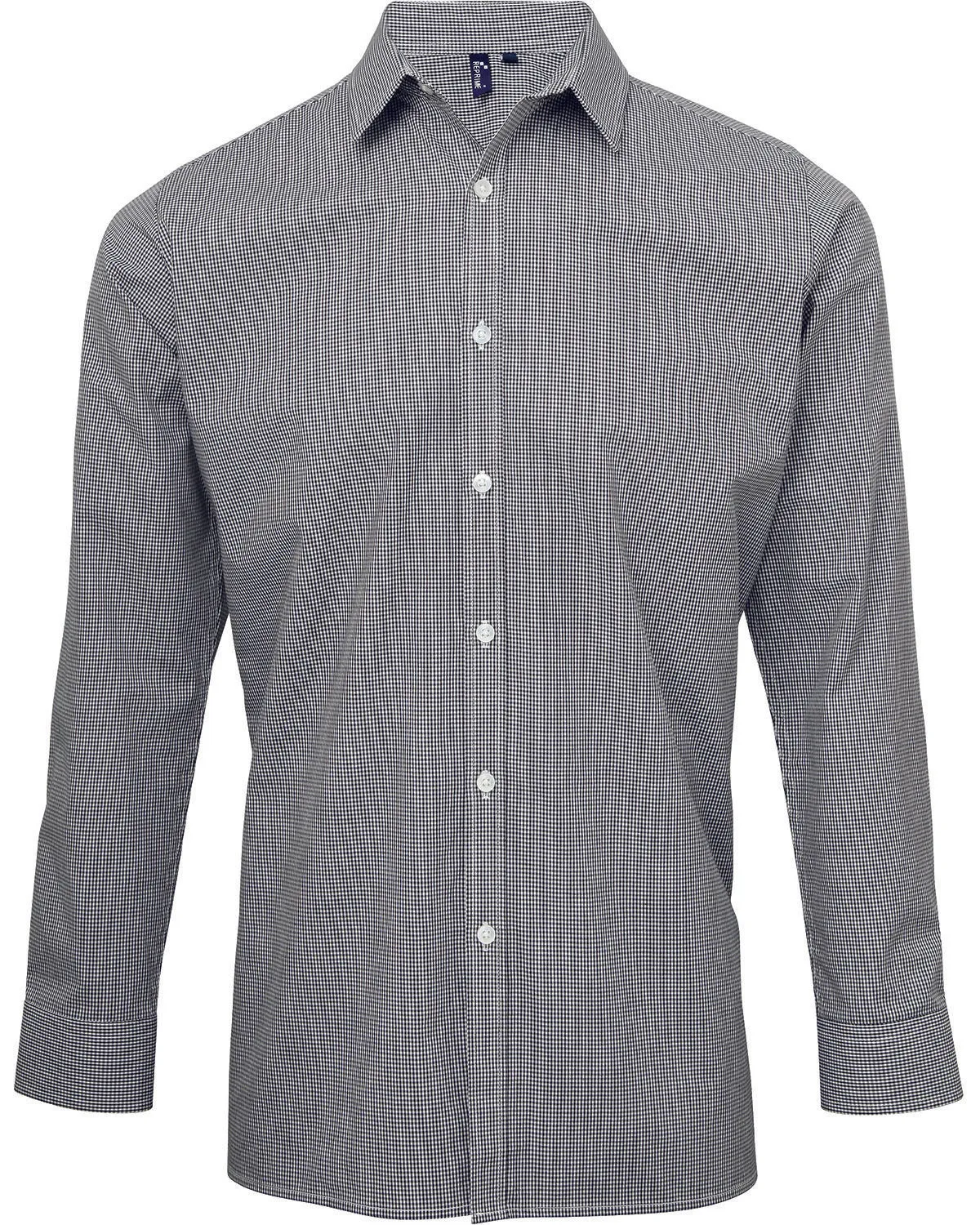 Artisan Collection by Reprime Men's Microcheck Gingham Long-Sleeve Cotton Shirt