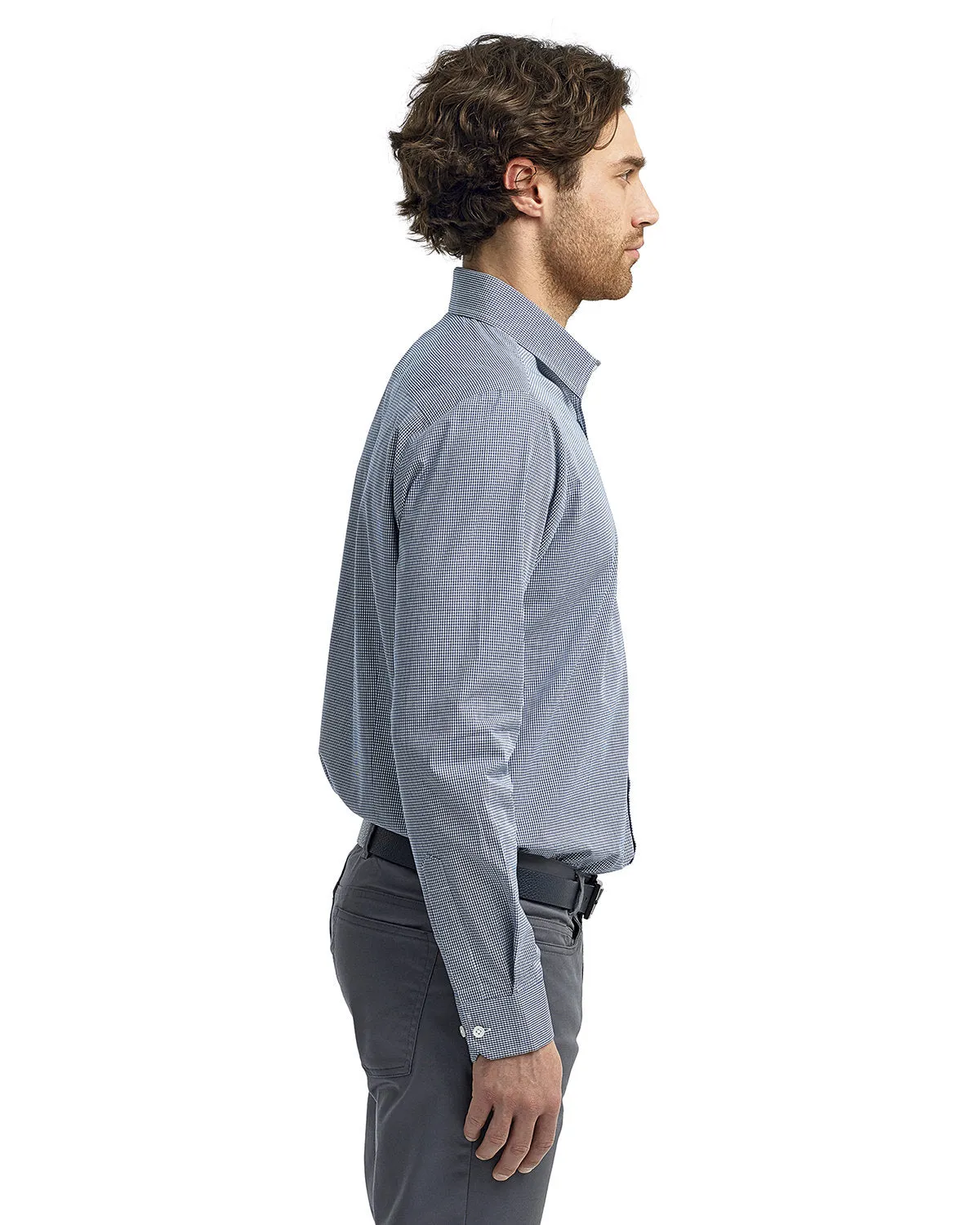 Artisan Collection by Reprime Men's Microcheck Gingham Long-Sleeve Cotton Shirt