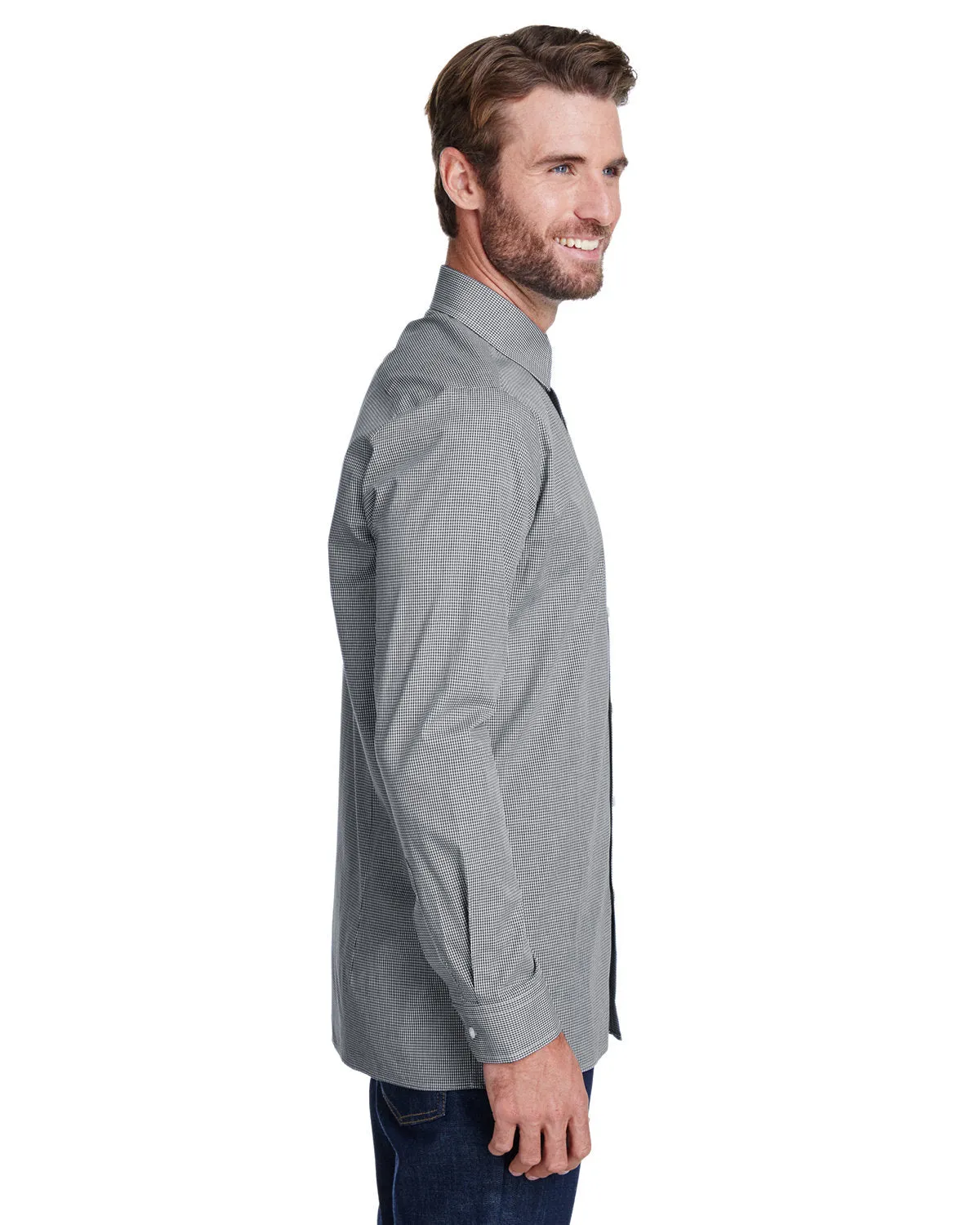 Artisan Collection by Reprime Men's Microcheck Gingham Long-Sleeve Cotton Shirt