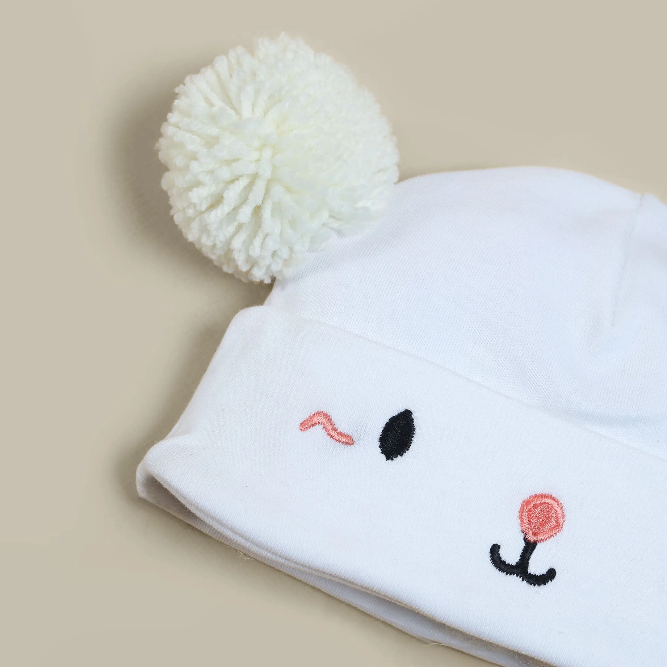Baby White Cat Face Knitted Cap
