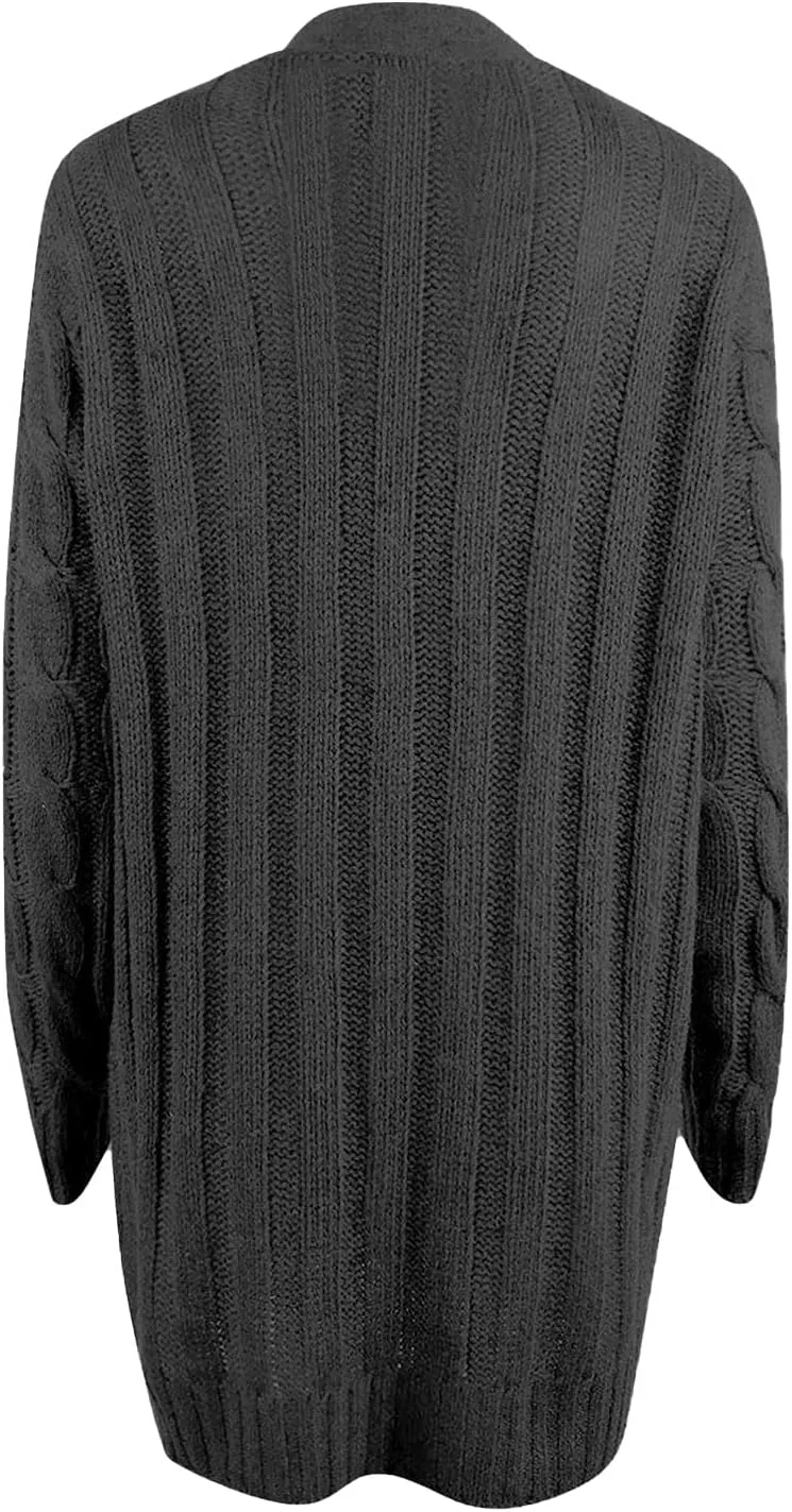 Cardigan Sweaters for Women 2024 Fall Button Down Open Front Cardigan Knit Chunky Sweater Outwear Coats with Pockets