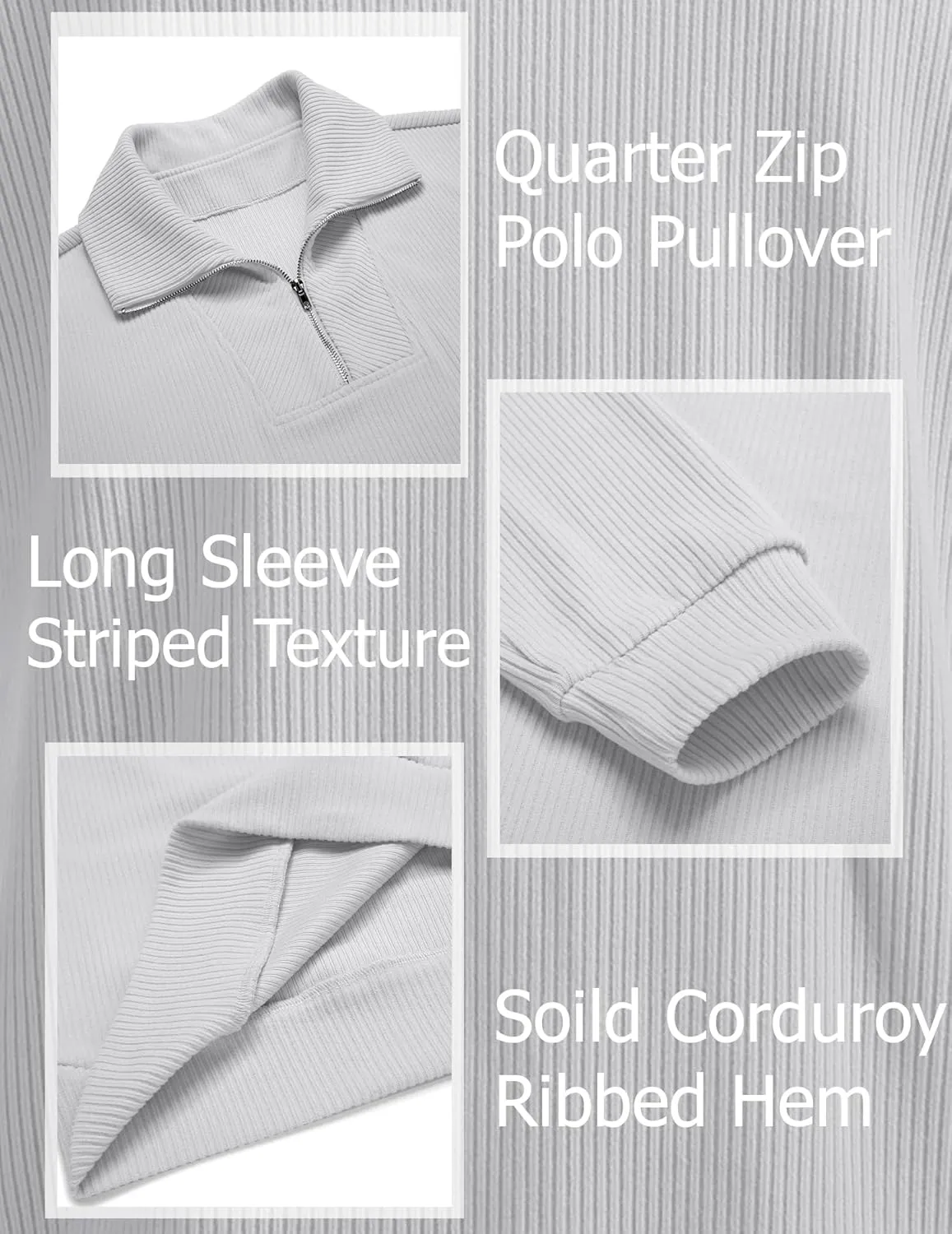 COOFANDY Men's Quarter Zip Up Pullover Mock Neck Long Sleeve Sweater Casual Corduroy Polo Sweatshirt