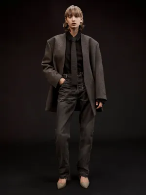 Heavy Wool Lapelless Blazer