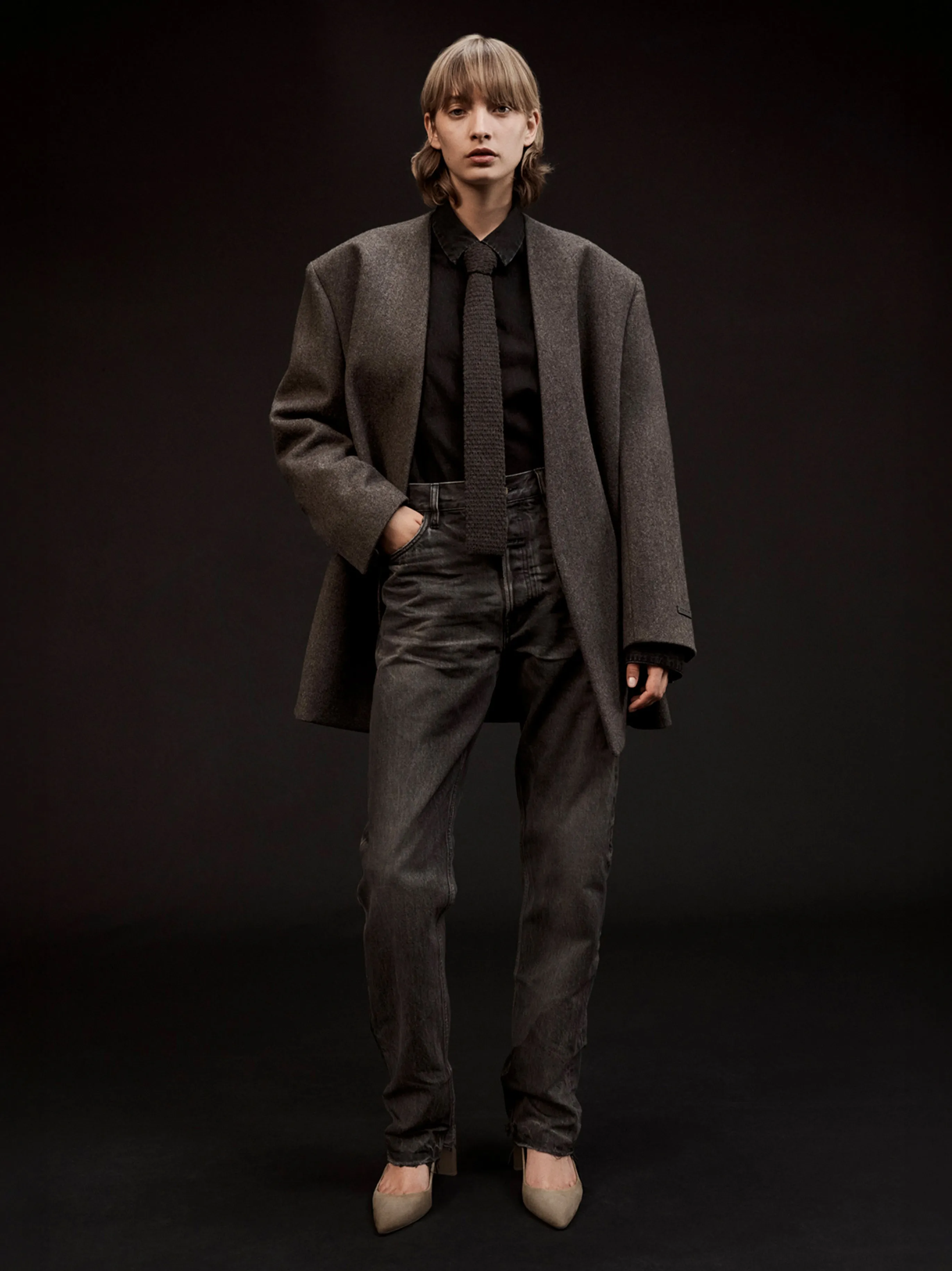 Heavy Wool Lapelless Blazer