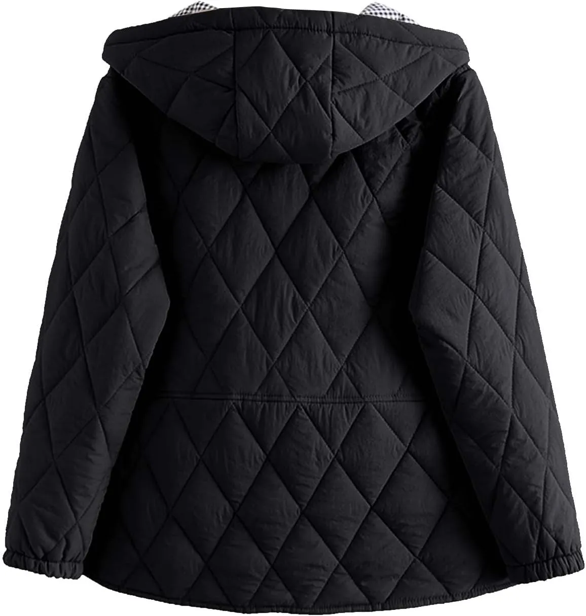 HGps8w Women's Mid-Long Hooded Quilted Puffer Jacket, Long Sleeve Padded Down Winter Coats Button Down Warm Outerwear
