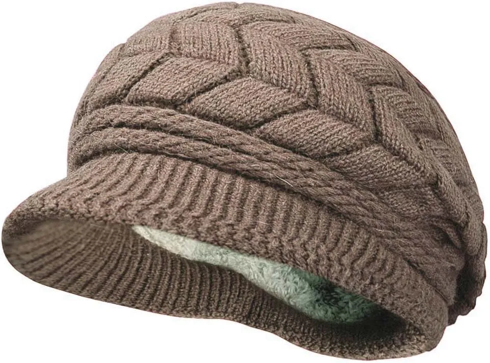 HINDAWI Women Winter Warm Knit Hat Wool Snow Ski Caps with Visor