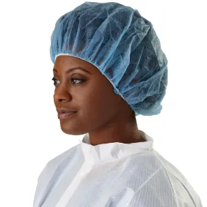 Medline Bouffant Caps Universal Size with Double-Stitched Elastic Band 100/Case