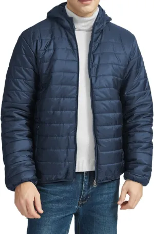 Men Puffer Jacket with Hood Ultra Lightweight Packable Quilted Hooded Bubble Down Jackets Winter Insulated Thick Outwear