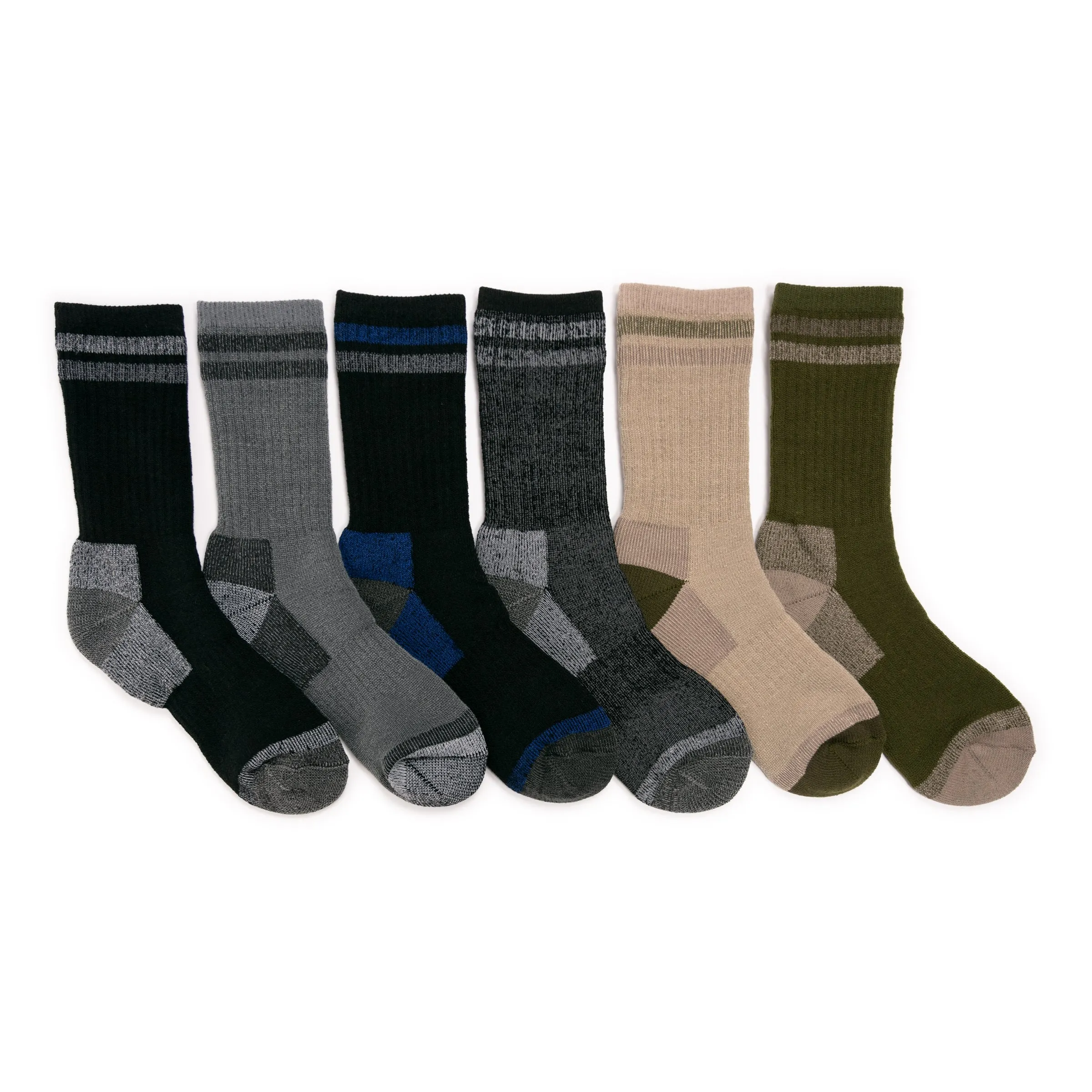 Men's 6 Pair Pack Heat Retainer Crew Socks