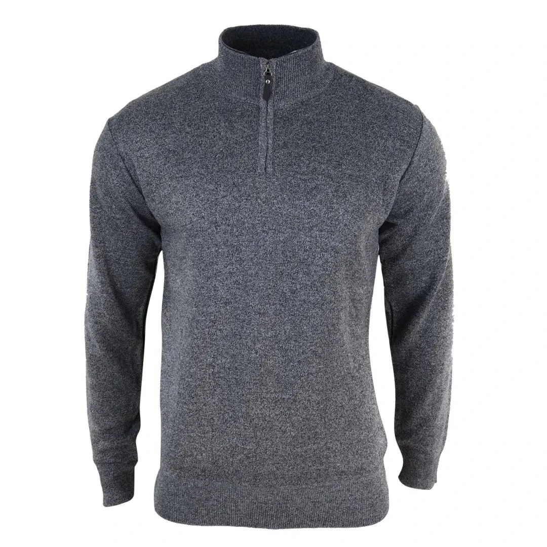 Mens Cardigan Half Zip Turtle High Neck Light Knitted Jumper Smart Casual