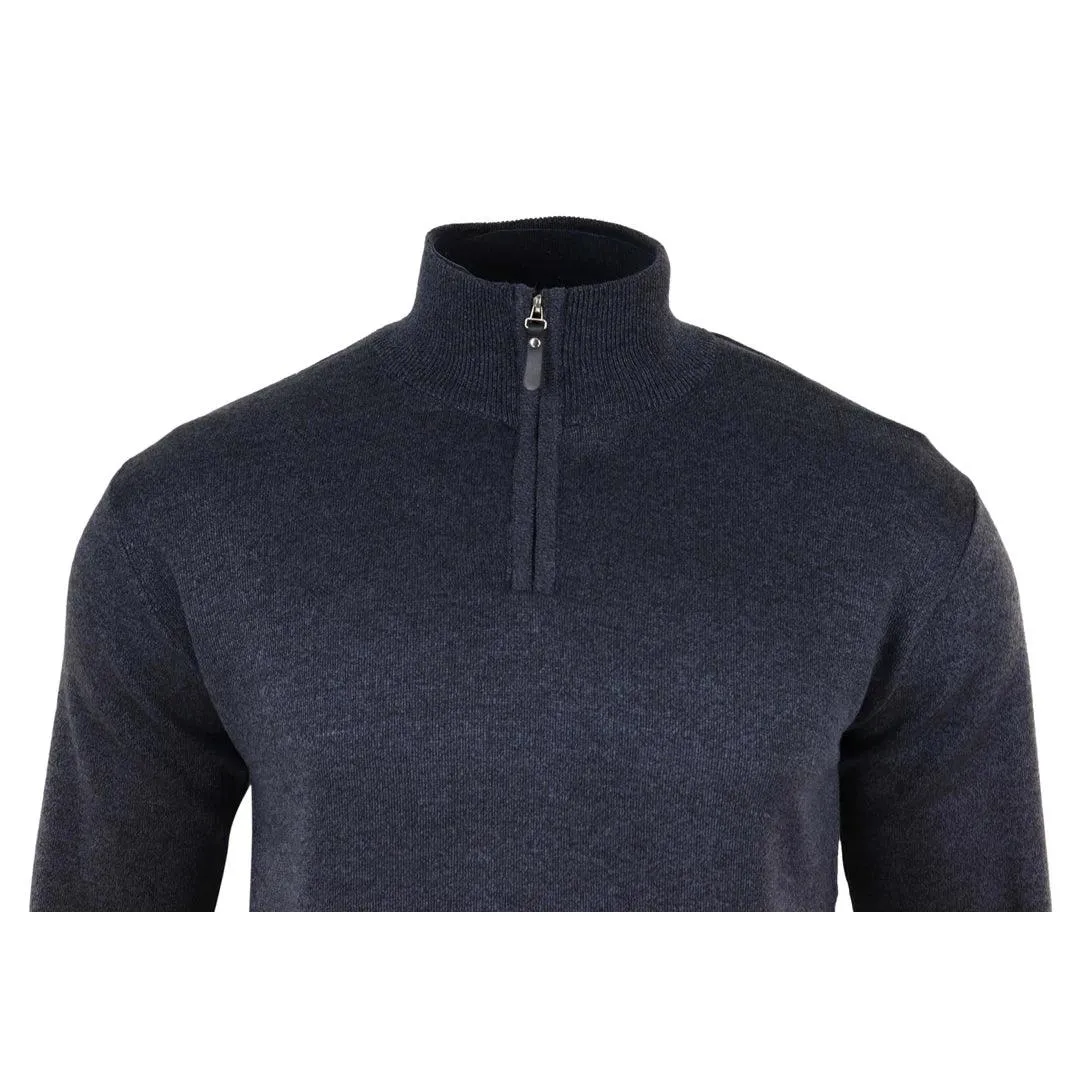 Mens Cardigan Half Zip Turtle High Neck Light Knitted Jumper Smart Casual