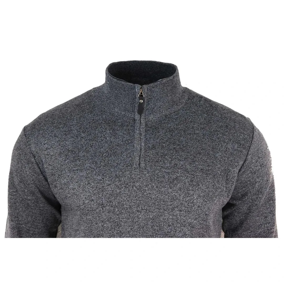 Mens Cardigan Half Zip Turtle High Neck Light Knitted Jumper Smart Casual