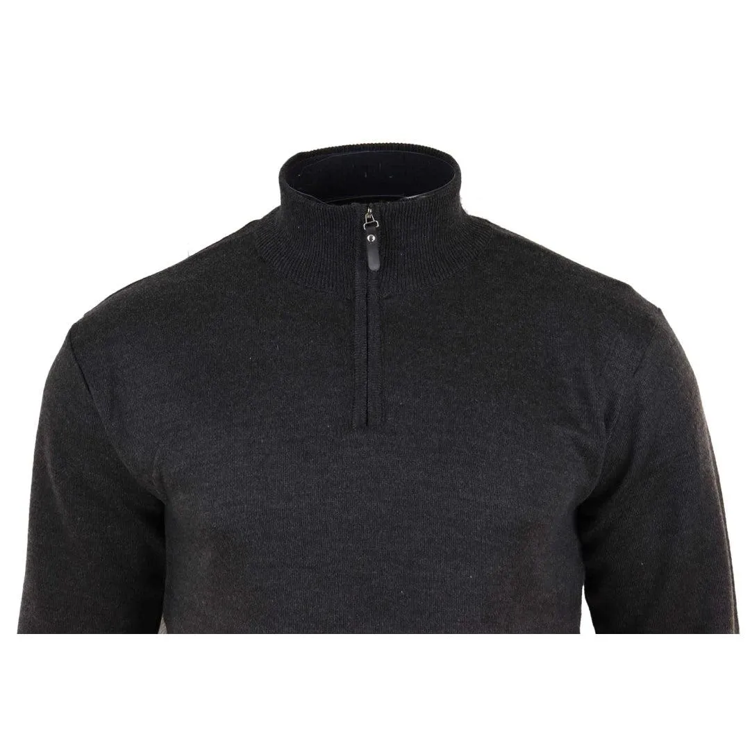 Mens Cardigan Half Zip Turtle High Neck Light Knitted Jumper Smart Casual