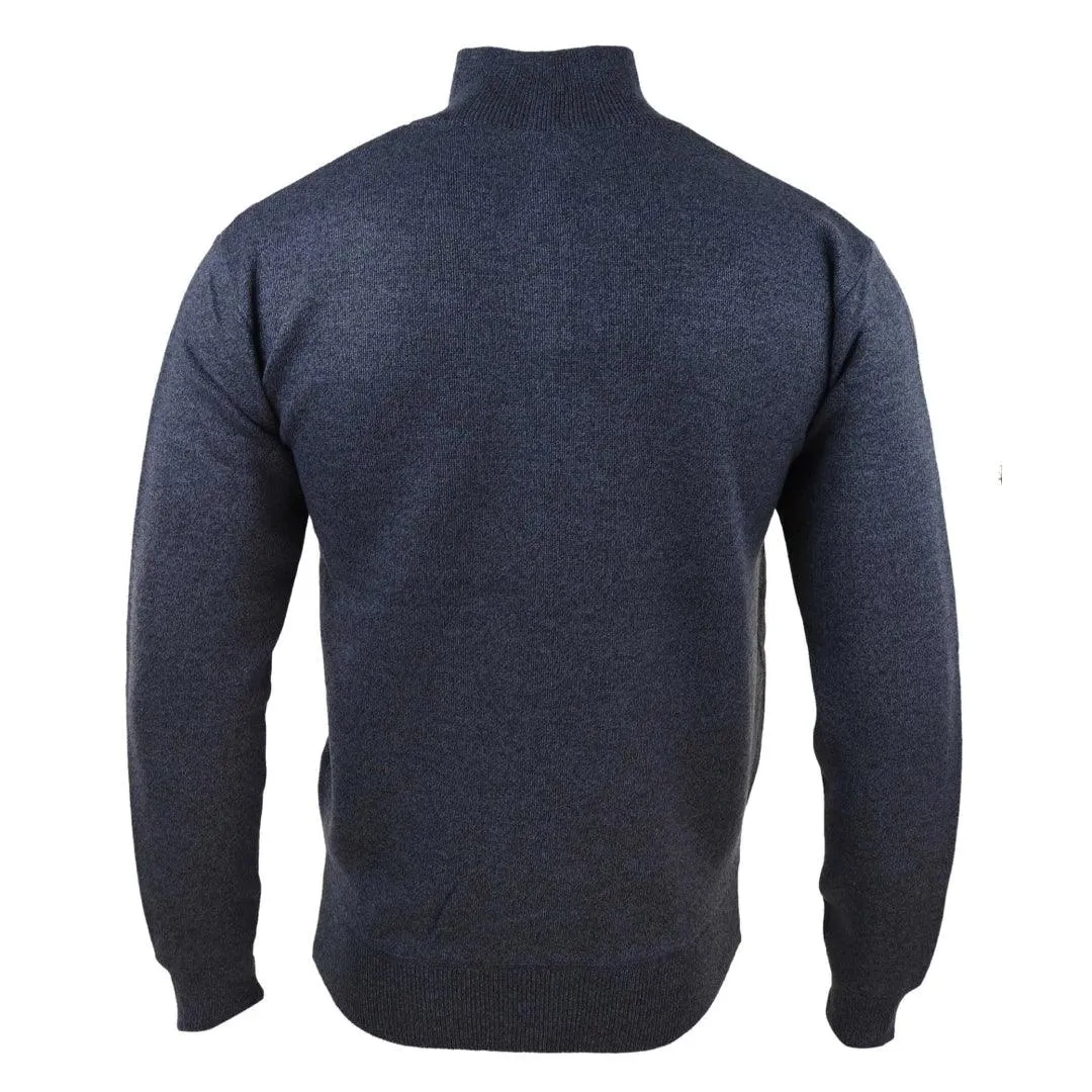 Mens Cardigan Half Zip Turtle High Neck Light Knitted Jumper Smart Casual