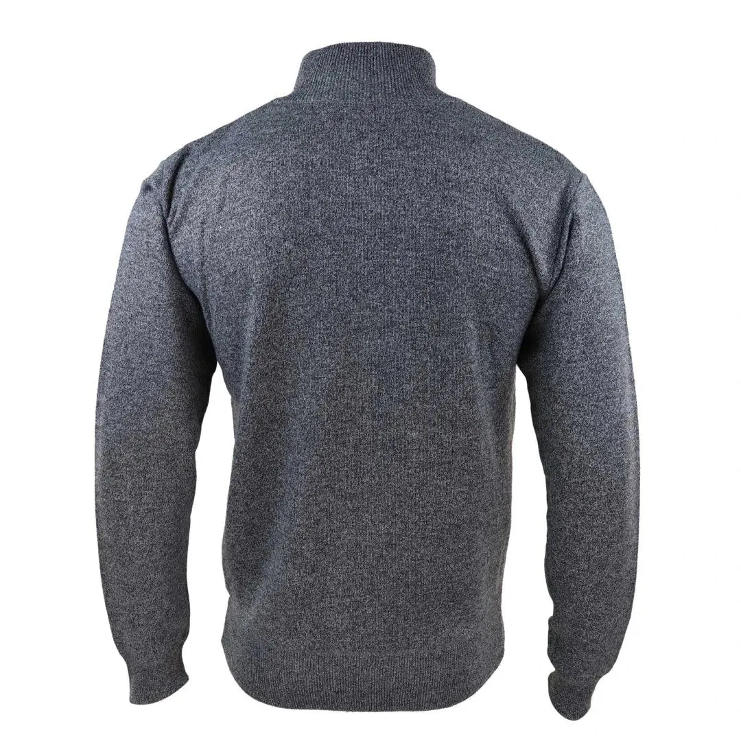 Mens Cardigan Half Zip Turtle High Neck Light Knitted Jumper Smart Casual
