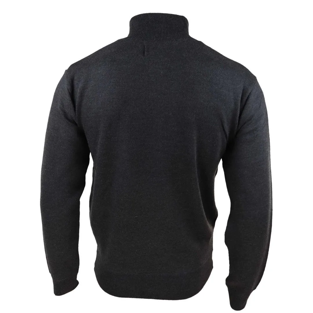 Mens Cardigan Half Zip Turtle High Neck Light Knitted Jumper Smart Casual