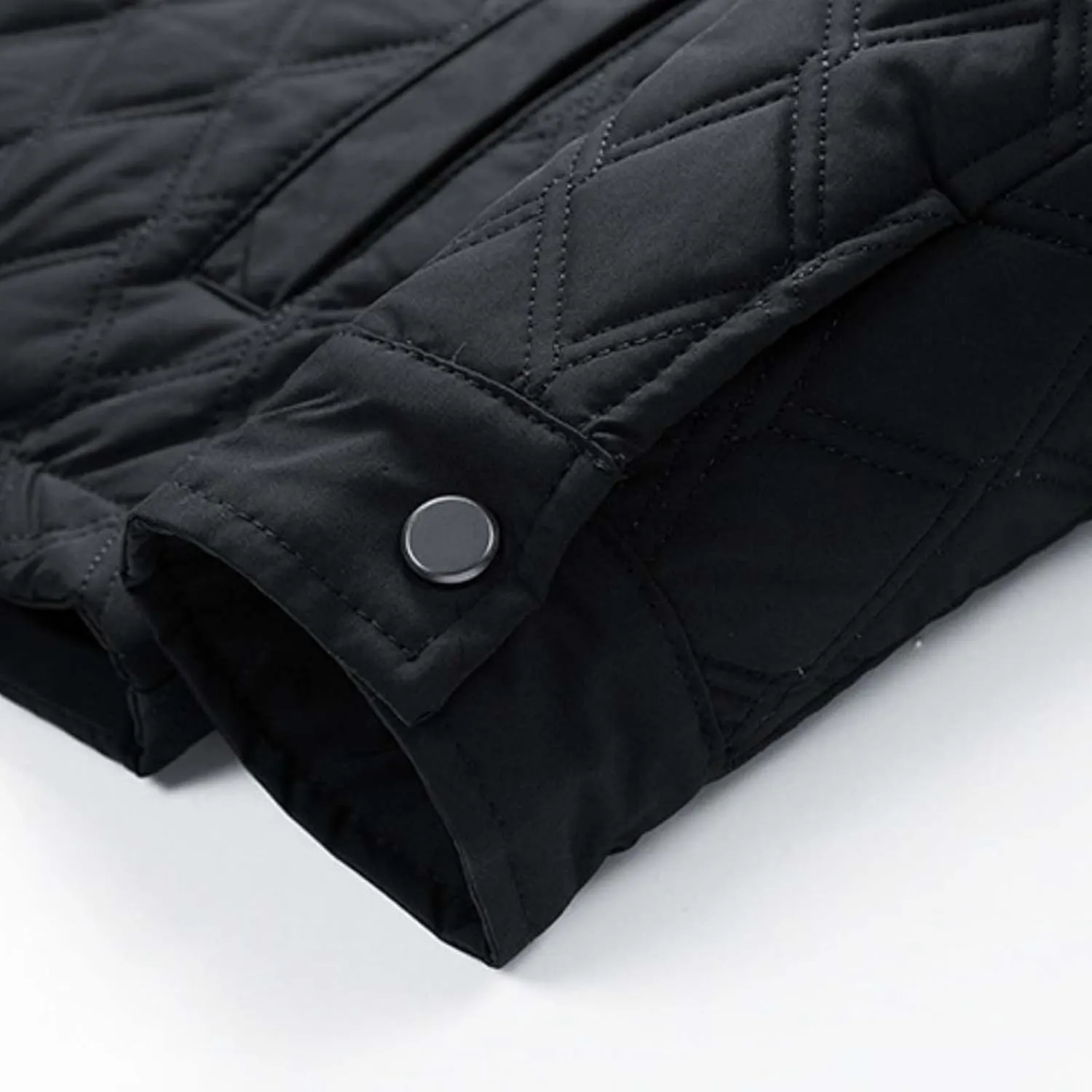 Men's Diamond Quilted Puffer Jacket Casual Fall Winter Shirts Snap Button Down Shirt Jackets for Men with Pockets