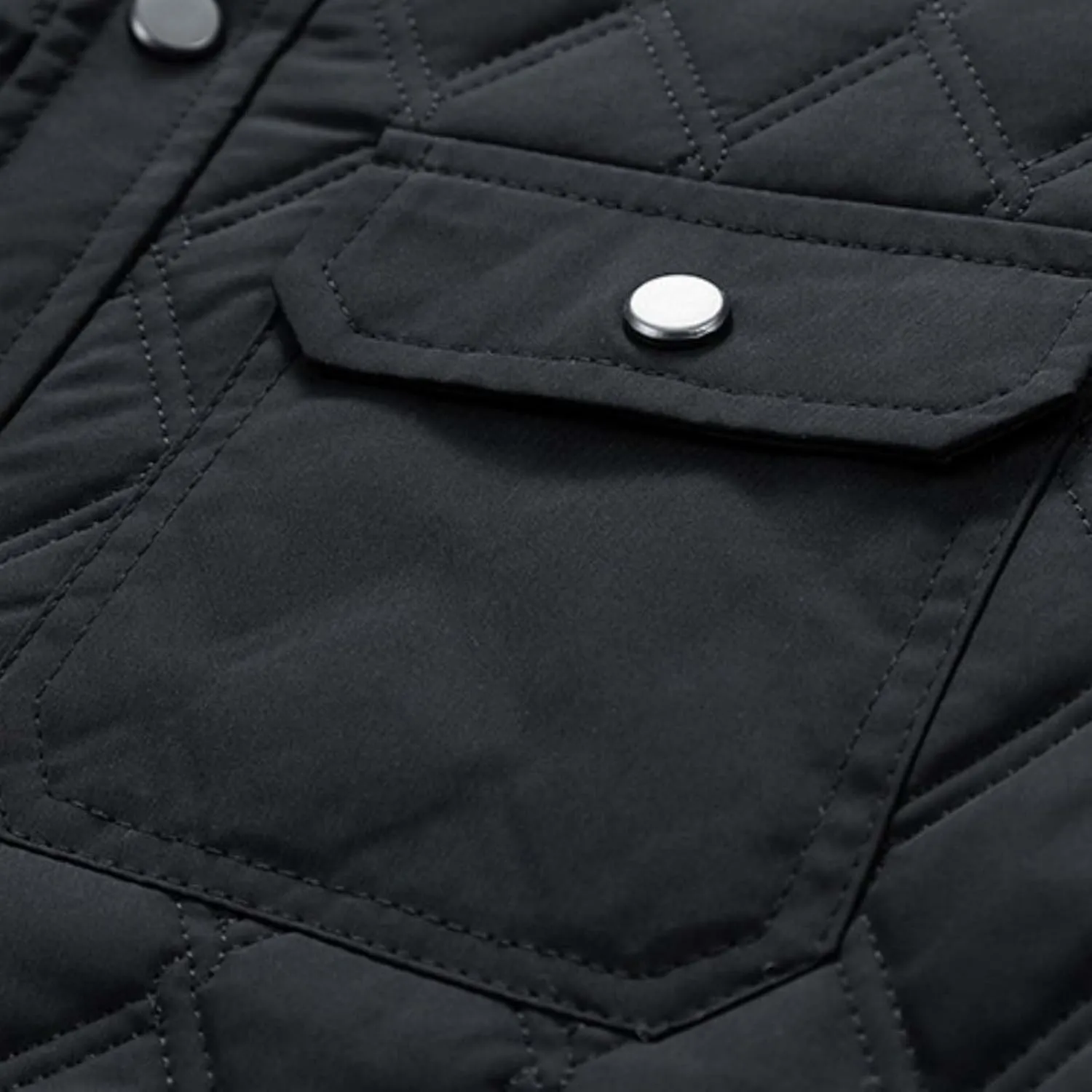 Men's Diamond Quilted Puffer Jacket Casual Fall Winter Shirts Snap Button Down Shirt Jackets for Men with Pockets