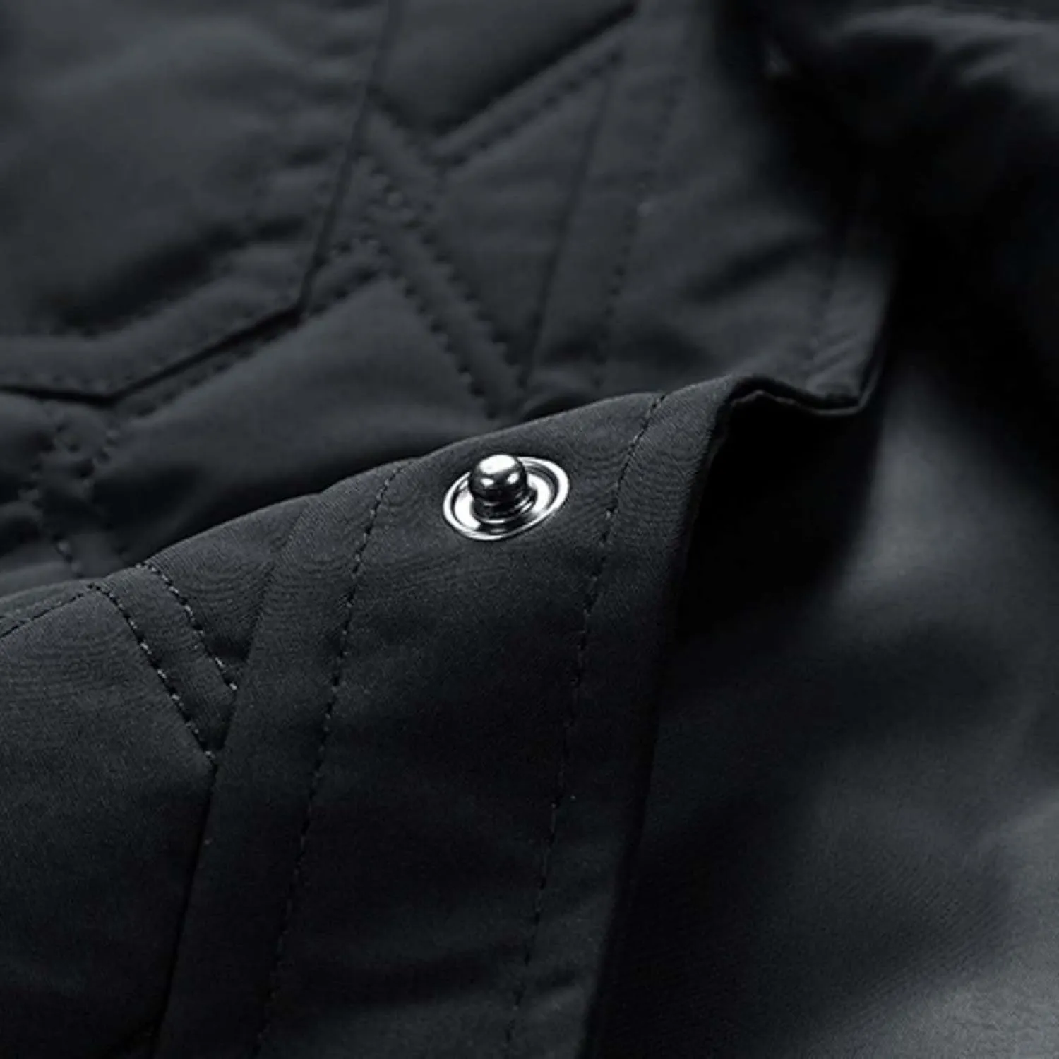 Men's Diamond Quilted Puffer Jacket Casual Fall Winter Shirts Snap Button Down Shirt Jackets for Men with Pockets