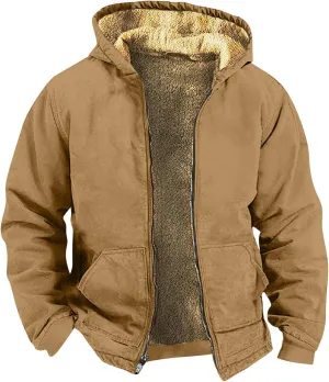 Mens Hoodies Zip Up Winter Fleece Lined Graphic Jacket Thermal Cold Weather Cool Coat Workout Oversized Heated Outwear