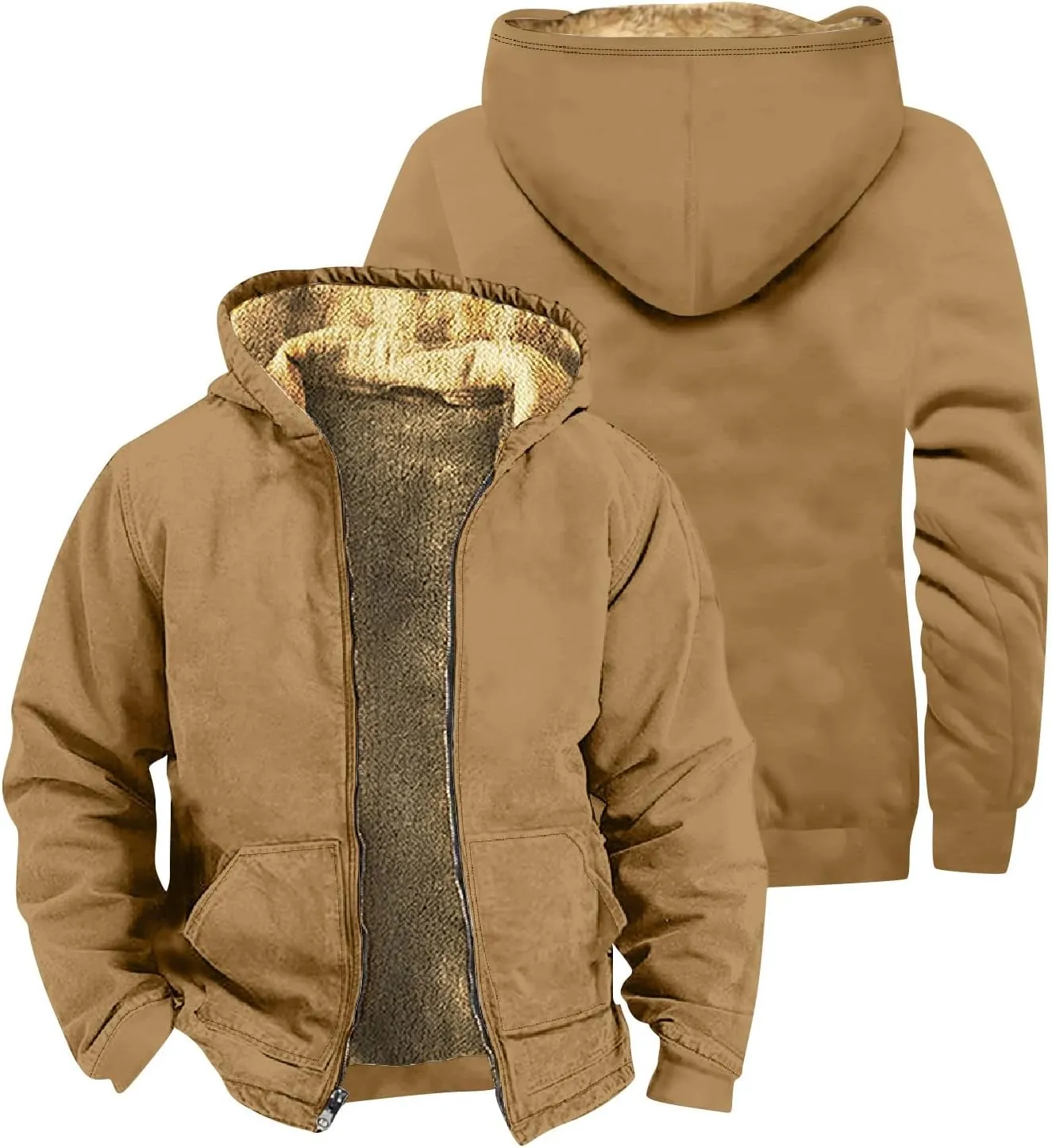 Mens Hoodies Zip Up Winter Fleece Lined Graphic Jacket Thermal Cold Weather Cool Coat Workout Oversized Heated Outwear