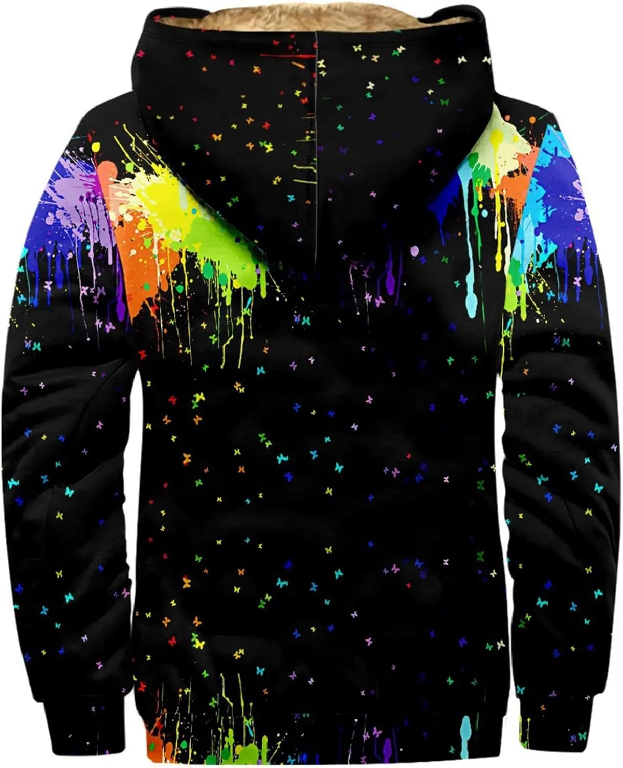 Mens Hoodies Zip Up Winter Fleece Lined Graphic Jacket Thermal Cold Weather Cool Coat Workout Oversized Heated Outwear