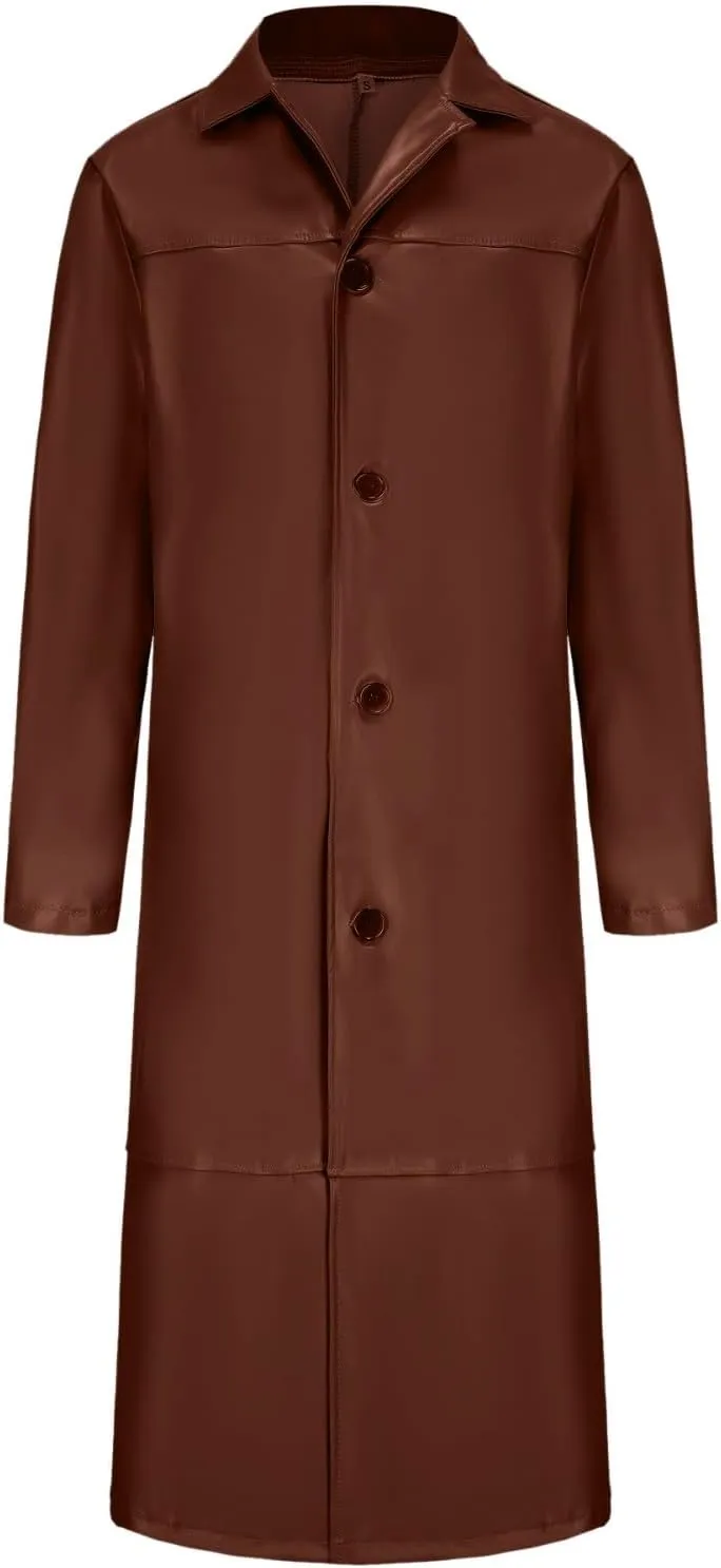 Mens Wool Blend Coat Winter Trench Coats Notched Lapel Single Breasted Overcoat Long Jacket Peacoat with Pockets