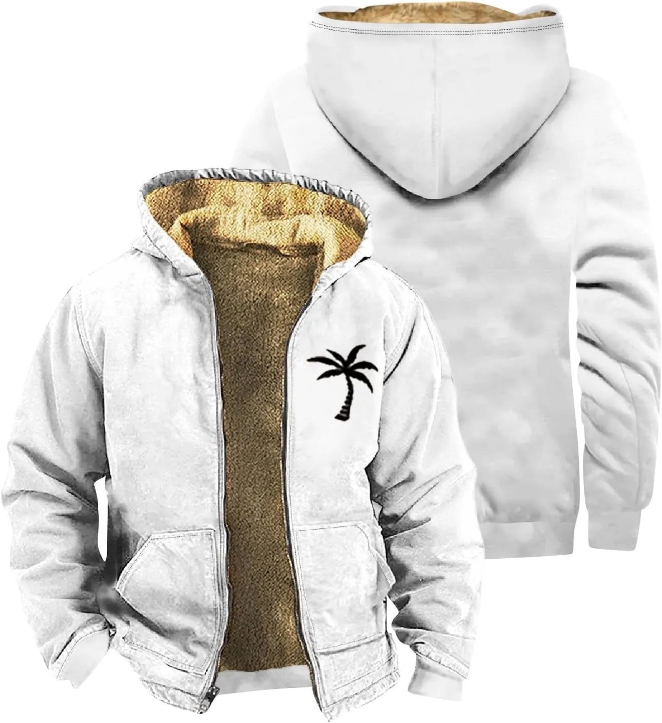 Mens Zipper Hoodies Winter Sherpa Lined Graphic Jacket Casual Tie Dye Graphic Coat Big And Tall Thermal Windbreaker Outwear