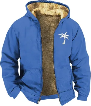 Mens Zipper Hoodies Winter Sherpa Lined Graphic Jacket Casual Tie Dye Graphic Coat Big And Tall Thermal Windbreaker Outwear