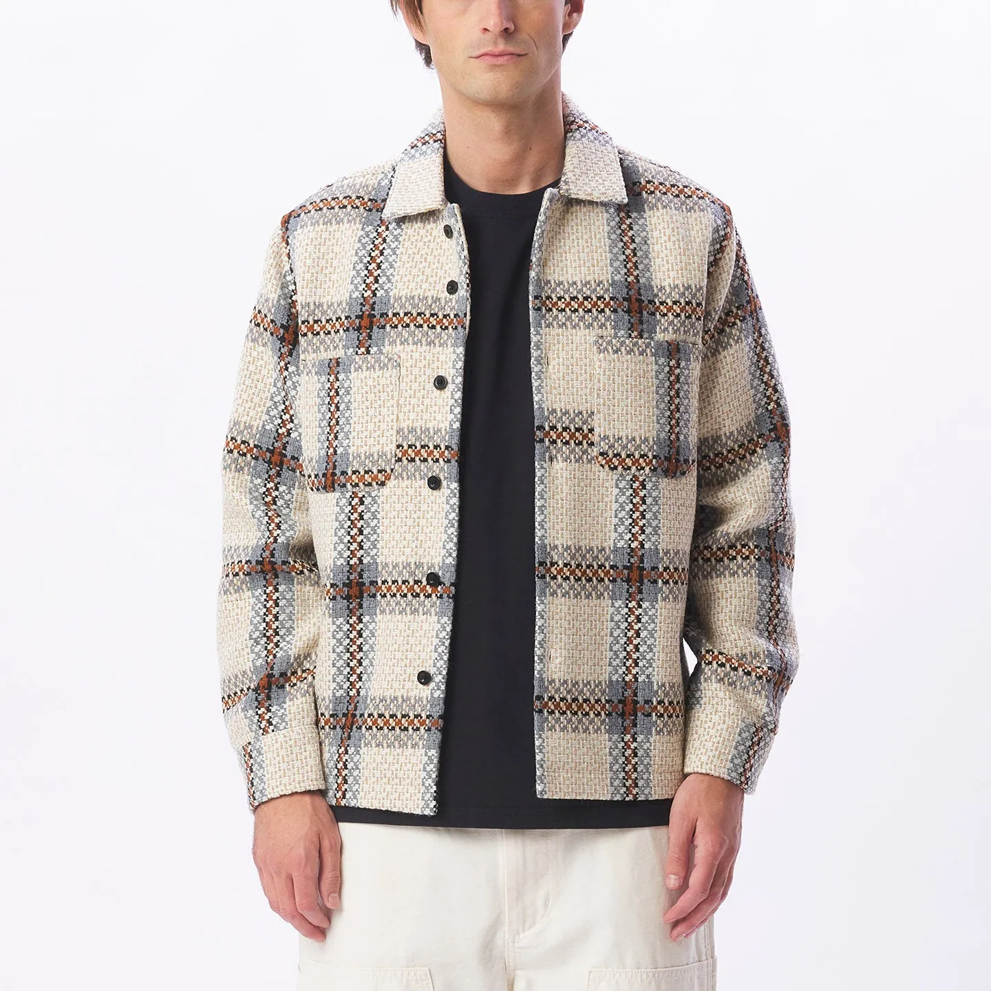 Obey District Shirt Jacket - Irish Cream Multi