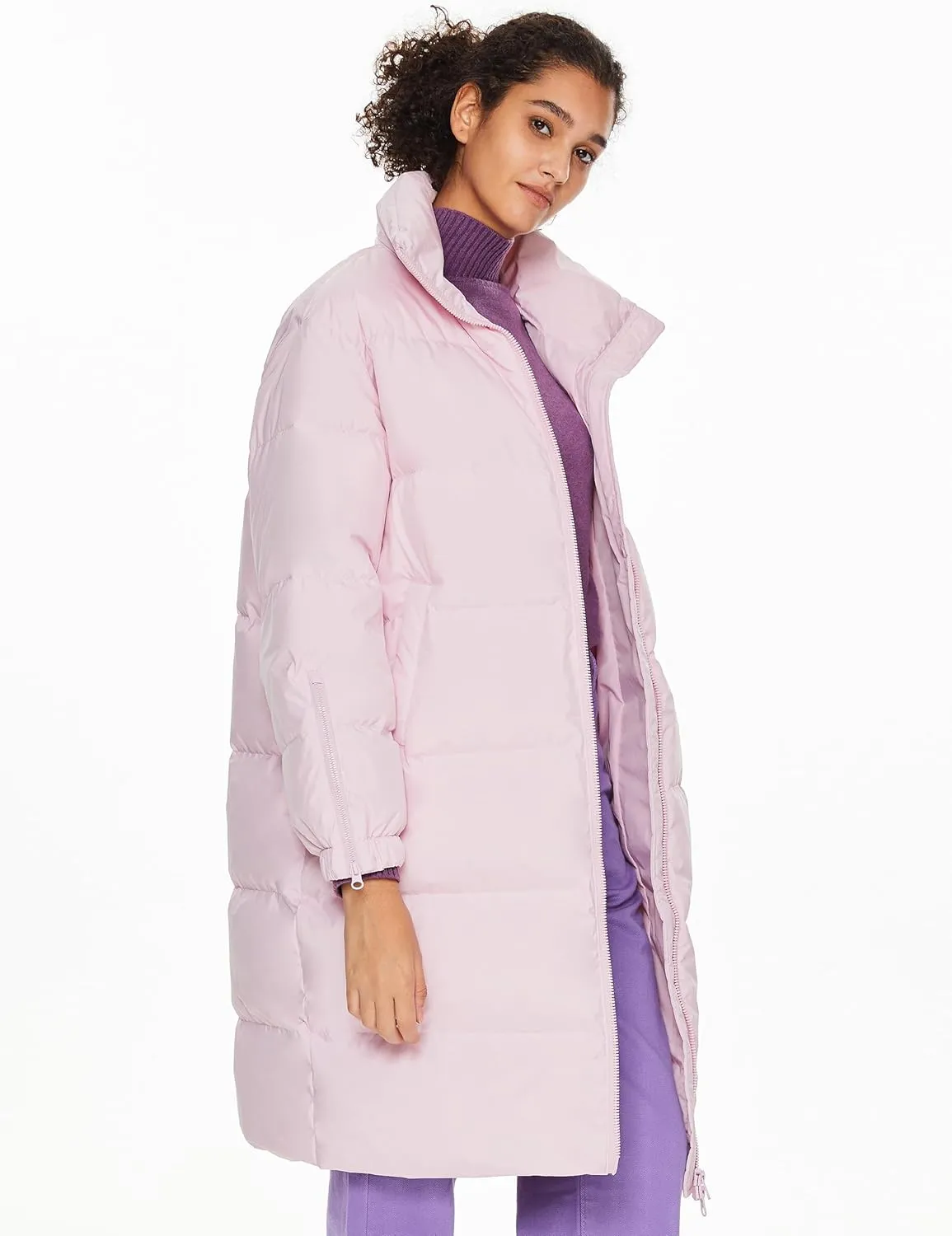 Orolay Women's Long Down Jacket Winter Puffer Jacket High Collar Down Coat with Long-sleeve Full-zip