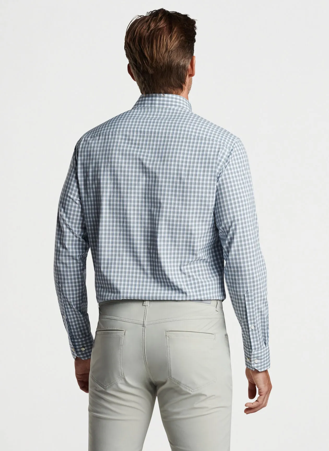 Peter Millar Cole Performance Poplin Sport Shirt In Sage Fog