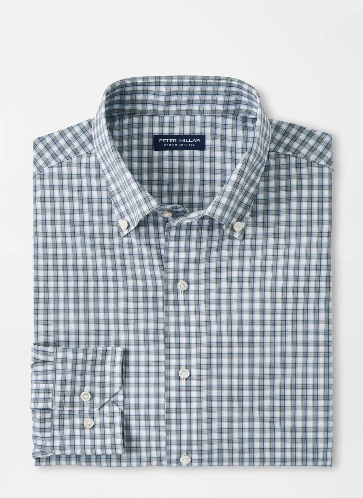 Peter Millar Cole Performance Poplin Sport Shirt In Sage Fog