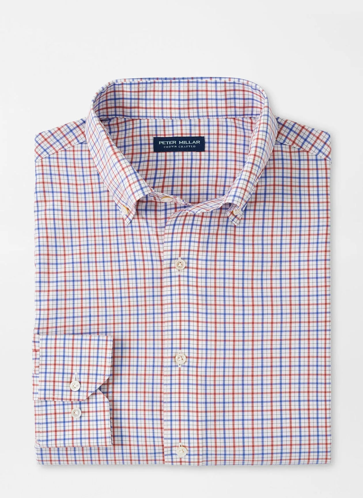 Peter Millar Moors Performance Poplin Sport Shirt In Scarlet Lily