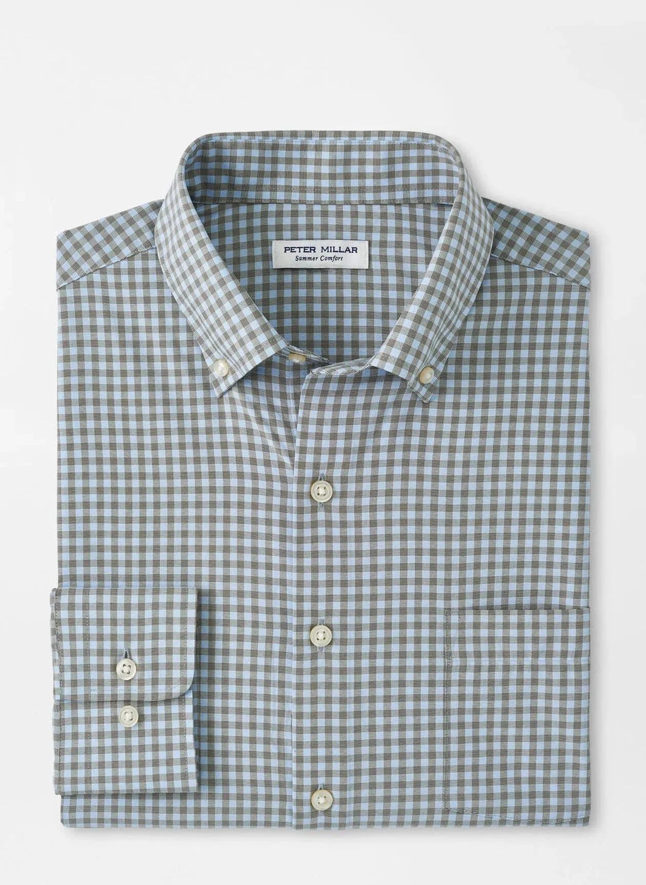 Peter Millar Murray Performance Poplin Sport Shirt In Dark Olive