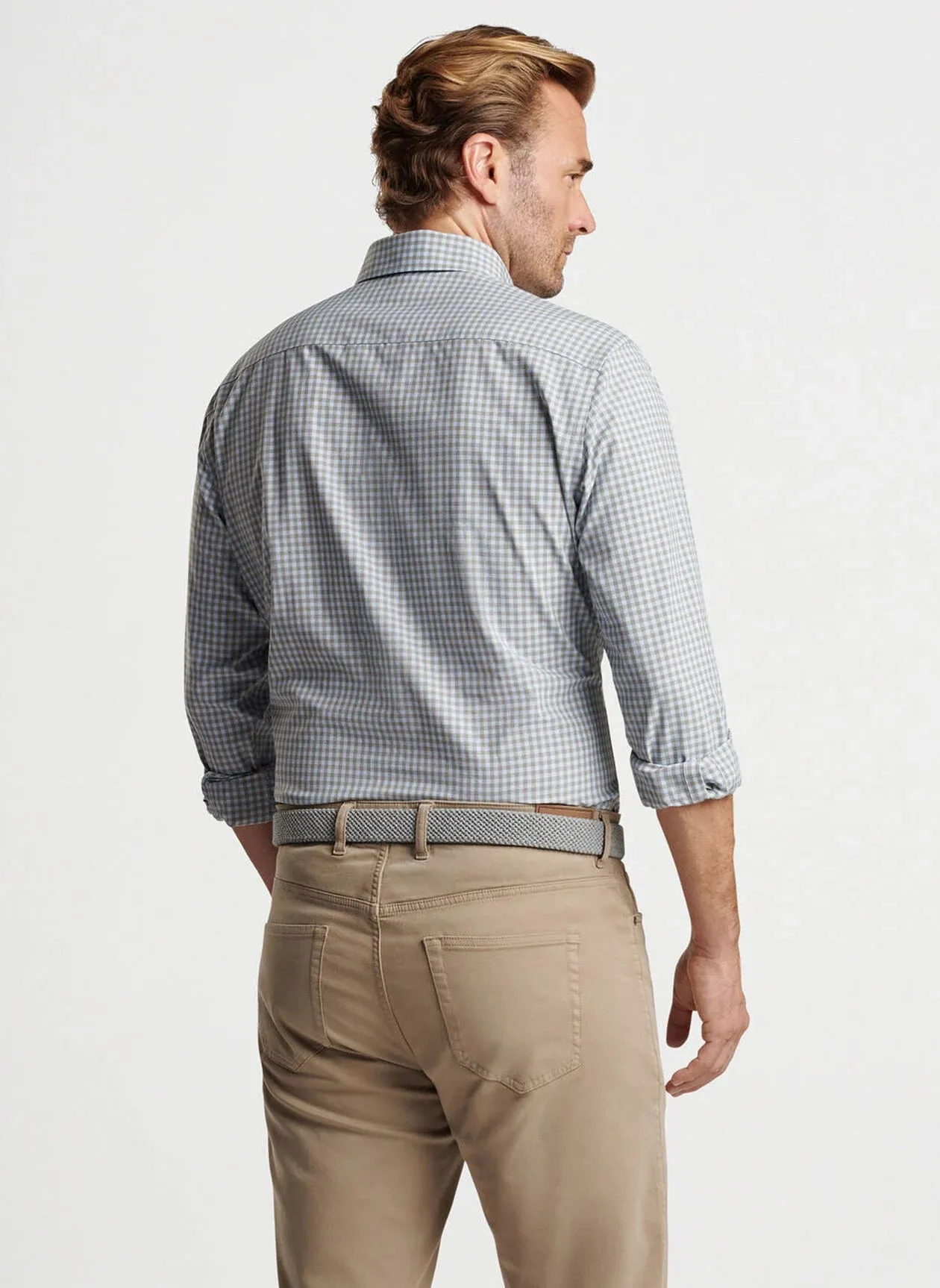 Peter Millar Murray Performance Poplin Sport Shirt In Dark Olive