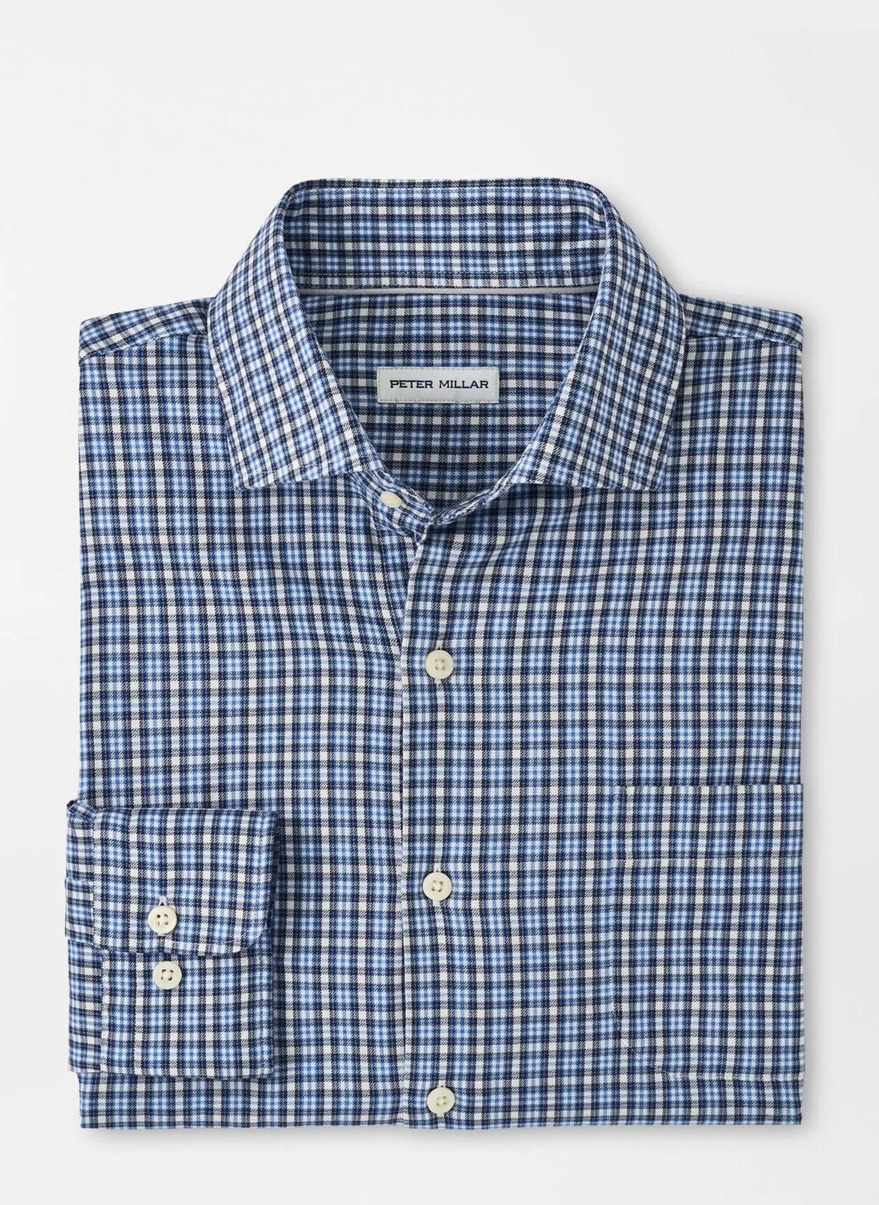 Peter Millar Welland Flannelite Cotton-Stretch Sport Shirt in Regatta Blue