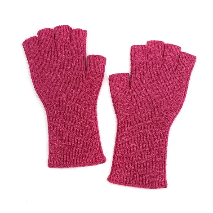 POM One Size Rosy Pink Knit Fingerless Gloves