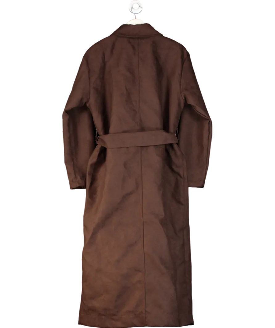 Topshop Brown Faux Suede Oversized Trench Coat UK M