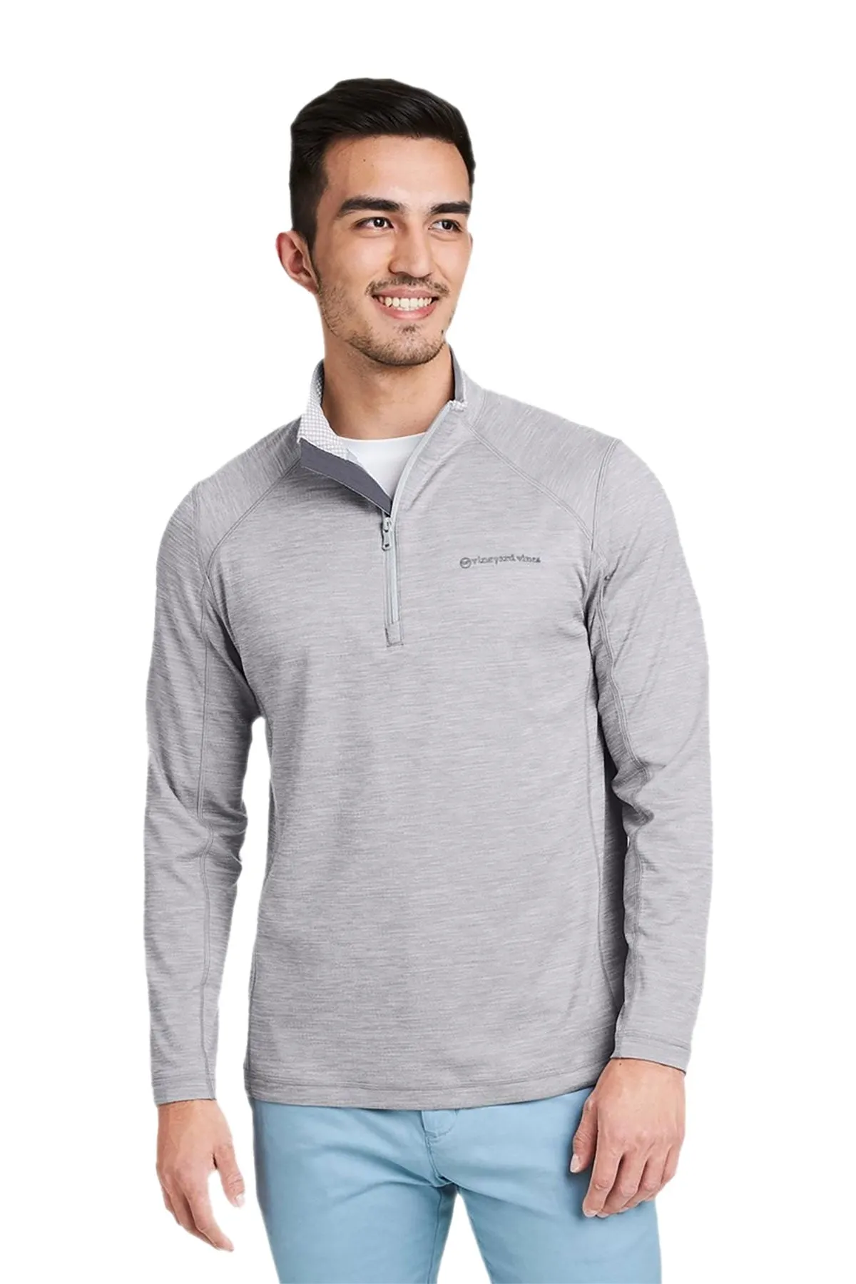 Vineyard Vines Custom Mens Sankaty Quarter-Zips, Grey Heather