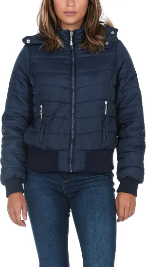 Womens Faux Fur Lined Hooded Puffer Down Jacket