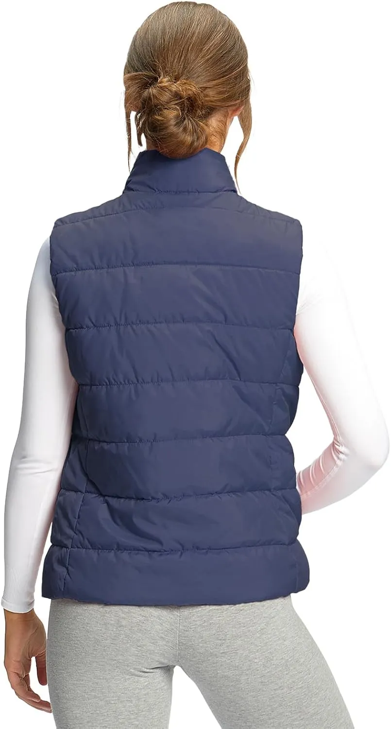 Women's Puffer Vests Full Zip Quilted Sleeveless Puffy Jacket for Womens Water-Resistant Outdoor Cozy Sport Coat S-2XL