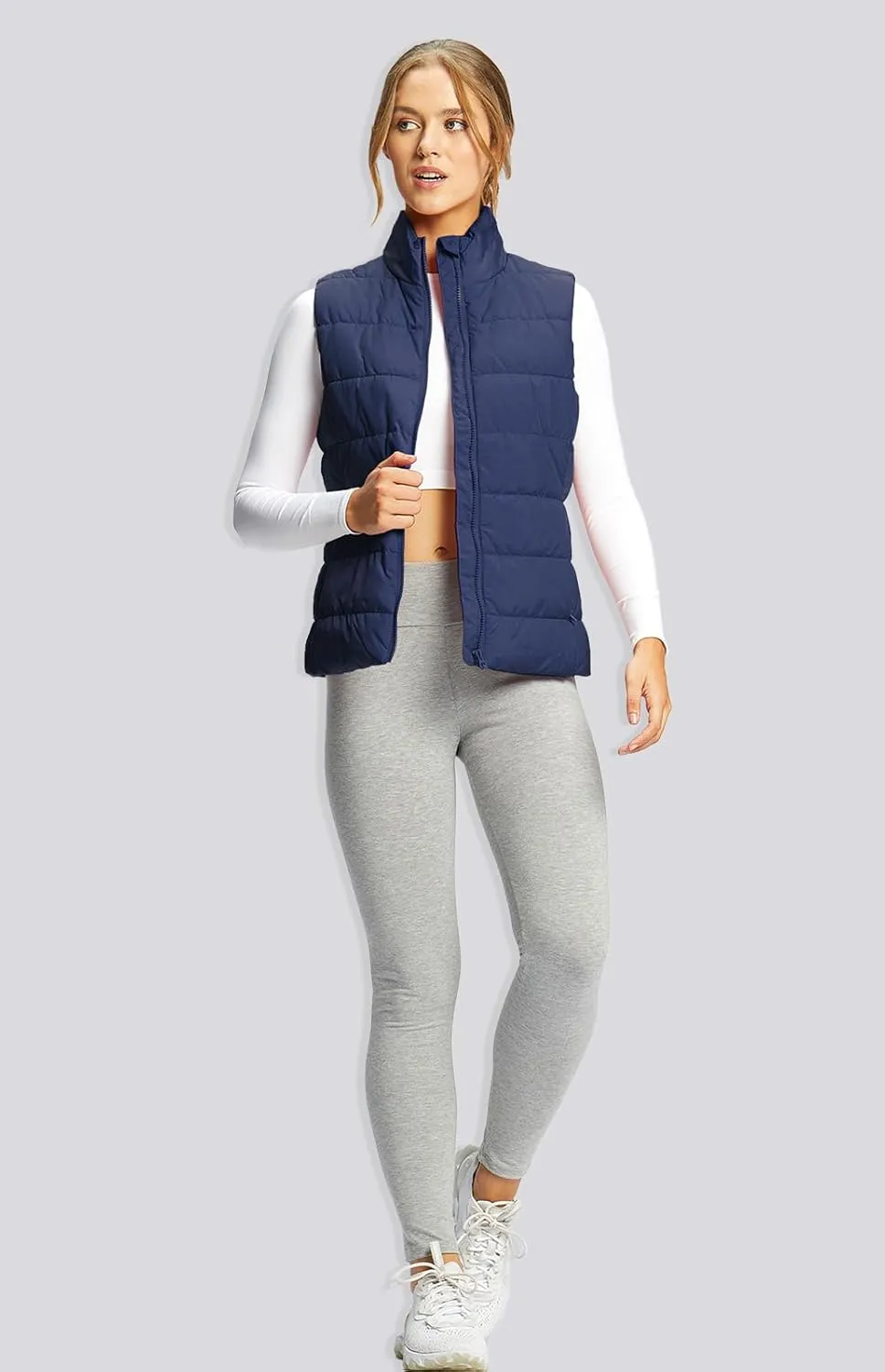 Women's Puffer Vests Full Zip Quilted Sleeveless Puffy Jacket for Womens Water-Resistant Outdoor Cozy Sport Coat S-2XL