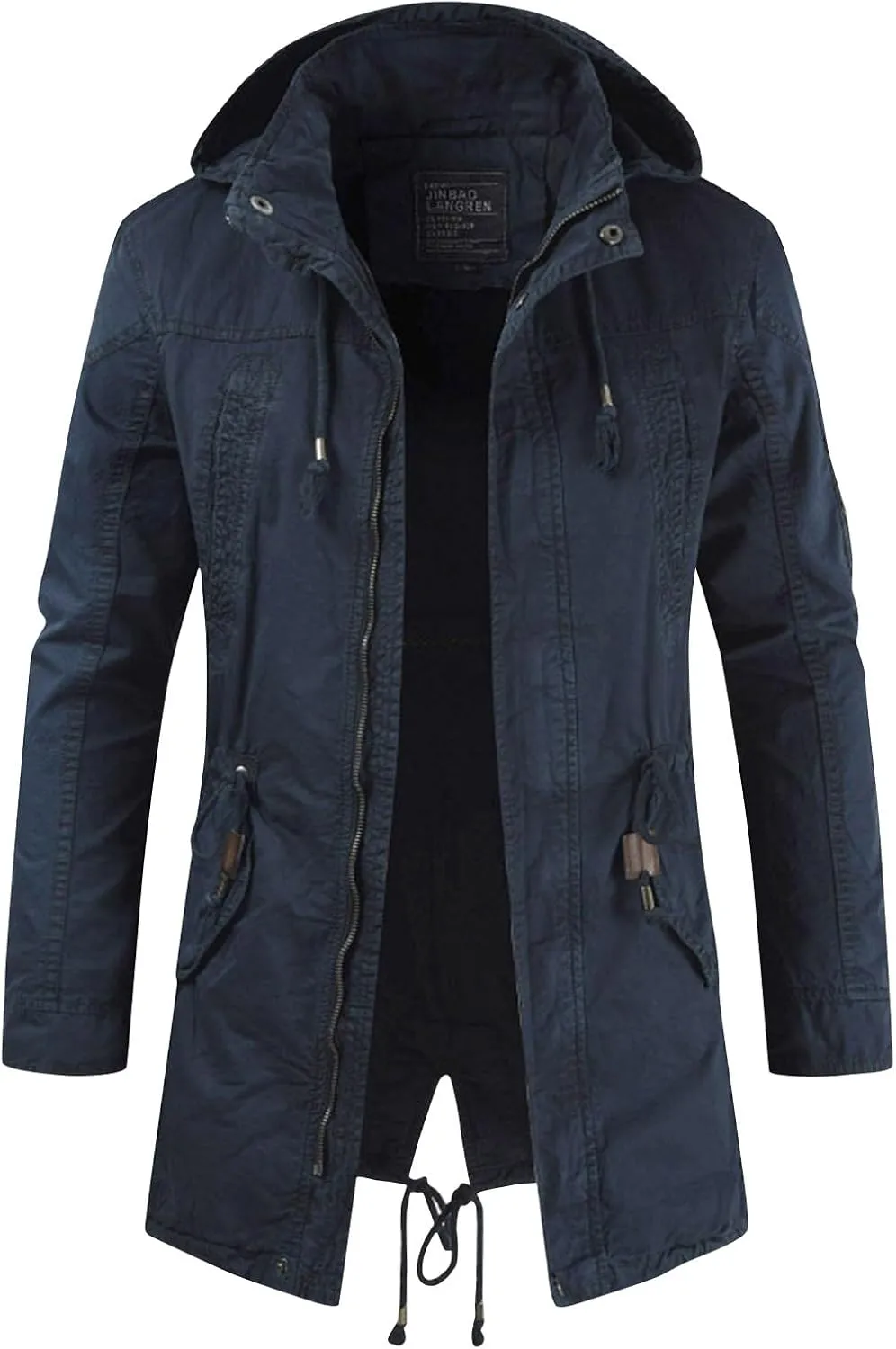 Ymosrh Men's Trench Coats Coat With Hood Notched Lapel Long Jacket Windbreaker Overcoat Pea, M-4XL