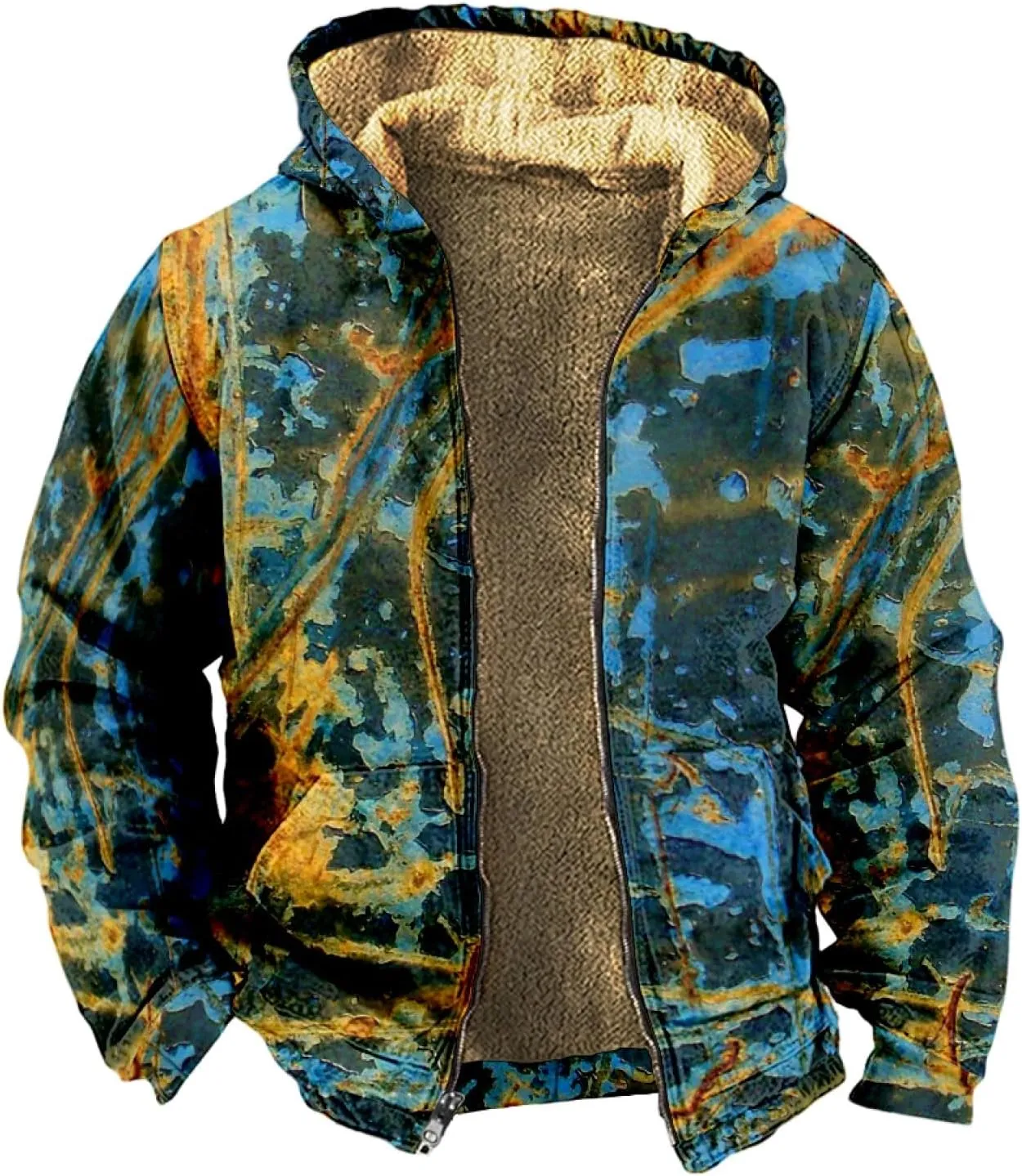 Zip Up Hoodie Men Winter Sherpa Lined Graphic Jacket Windproof Workout Oversized Coat Big And Tall Cool Windbreaker Outwear